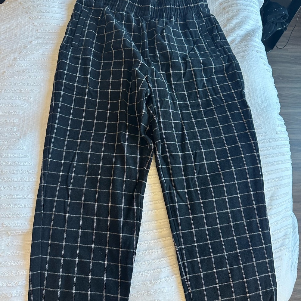 Madewell Black and White Checkered Cropped Pants